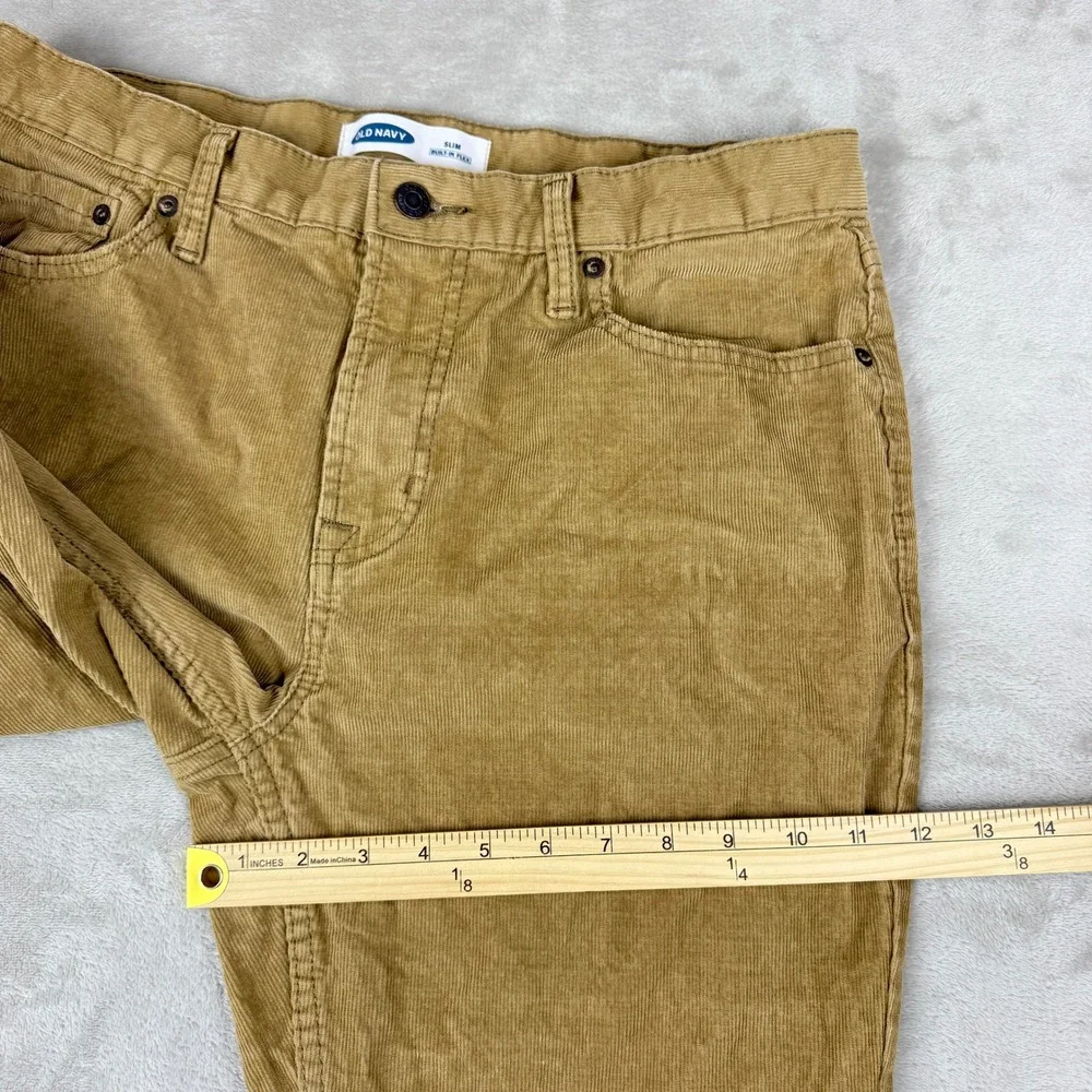 Old Navy Pants Men 34x30(29) Tan Brown Slim Built in Flex Corduroy Winter Preppy